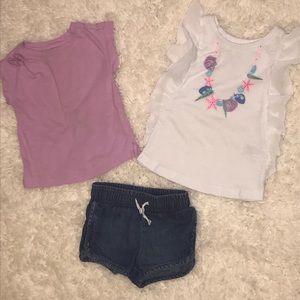 ☀️ Cat & JACK Matching Shorts Set w/ 2 shirts